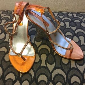 Marichi Mani wedge rhinestone sandals