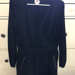 Black romper zipper pockets