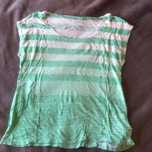 Green and white stripe top