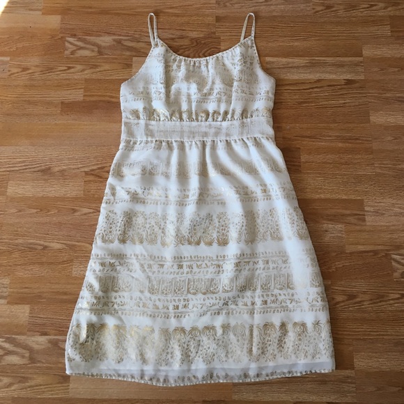 X SOLD X Gold leaf spaghetti strap dress