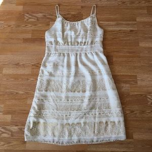 X SOLD X Gold leaf spaghetti strap dress