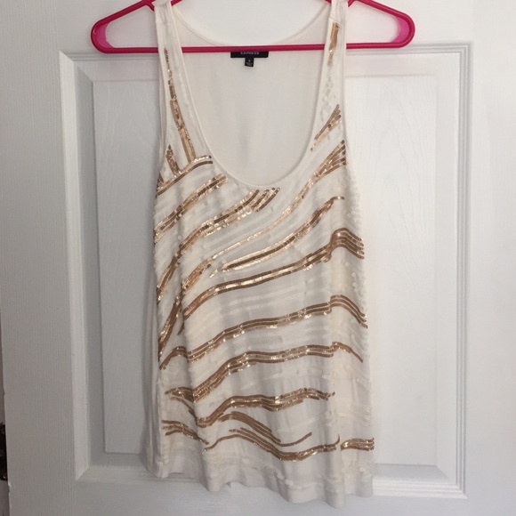 ❌ sold ❌ Express White and gold sequin top - Picture 1 of 3