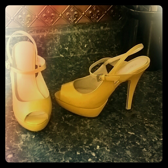 Cato yellow mustard platform heels