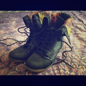 Black combat boots