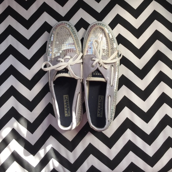 Silver Sequin Sperry Top Siders