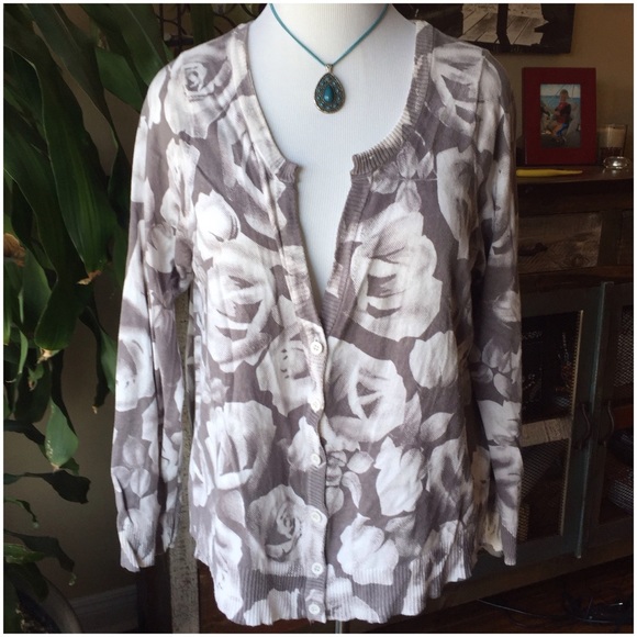Grey Floral Cardigan