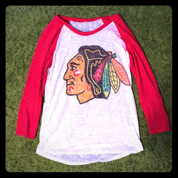 Blackhawks Hockey 3/4 sleeve t shirt