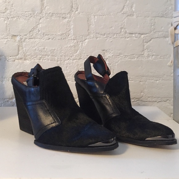 pony hair mule booties