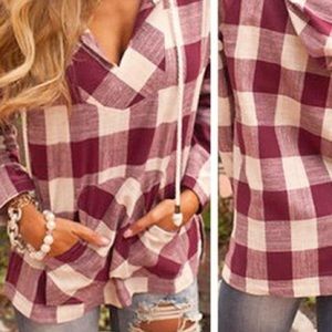 red and white plaid shirt. NEVER BEEN WORN