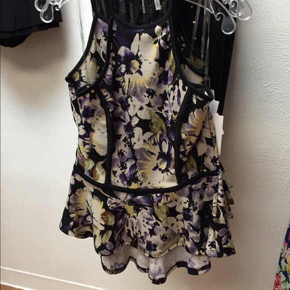 Black floral high low peplum top