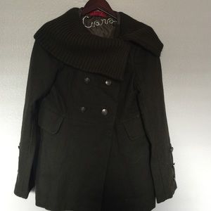 dark army green peacoat
