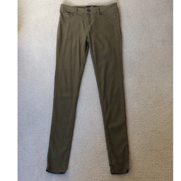 Olive Army Green Cotton Stretchy Skinny Pants