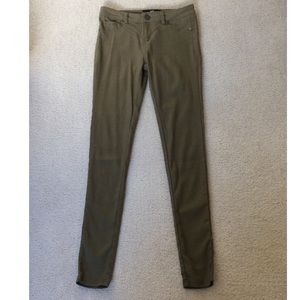 Olive Army Green Cotton Stretchy Skinny Pants