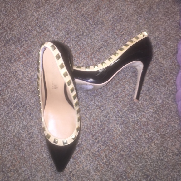 Black and Gold studded heels