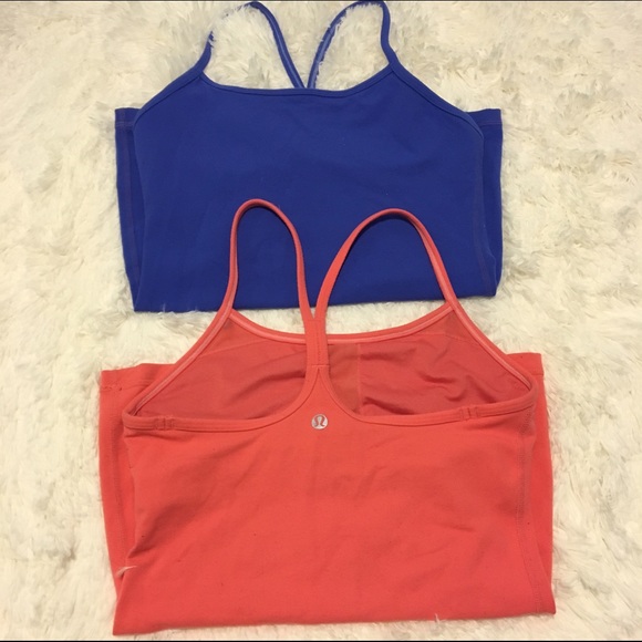 Lululemon Power Y tank in sapphire and coral
