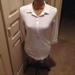 J Crew 3/4 Sleeve Button-Down Knit Shirt SZ M