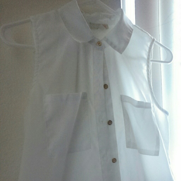 Sheer High-Low White Tanktop - Picture 2 of 3