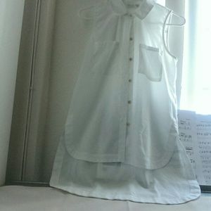 Sheer High-Low White Tanktop