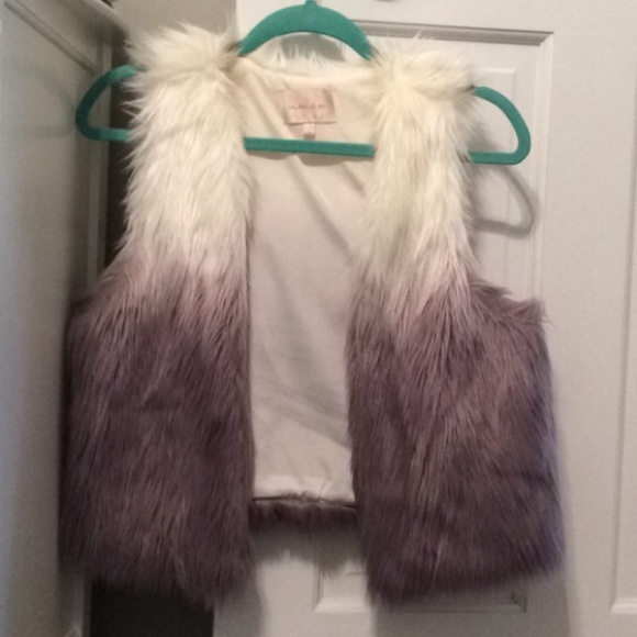 Gray and white fur vest