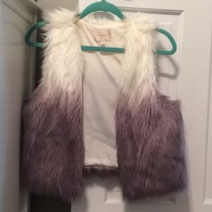 Gray and white fur vest
