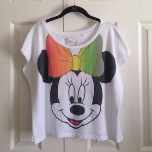 Minnie Mouse rainbow bow crop top!