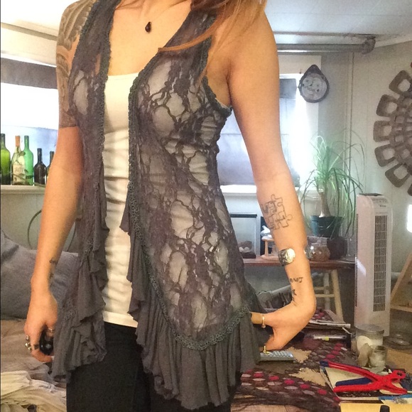 Lace long vest