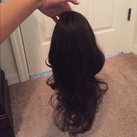 100% human hair pony tail dark brown wig