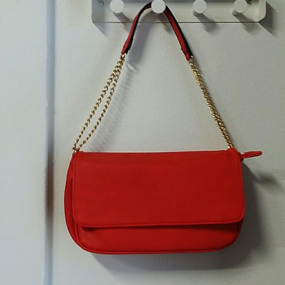 Handbags - Red purse with gold chain strap. Very cute.