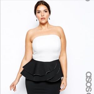 ASOS Bandeau Peplum Ruffle Dress