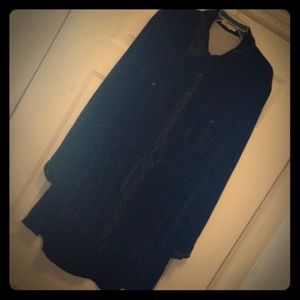 Long Black Velvet Shirt Dress or Overpiece Jacket