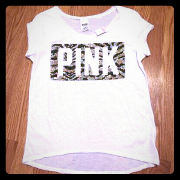 NEW Victoria's secret pink bling tiger print tee