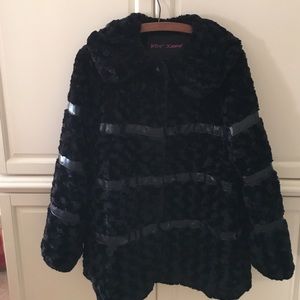 Betsey Johnson black fur coat final reduction