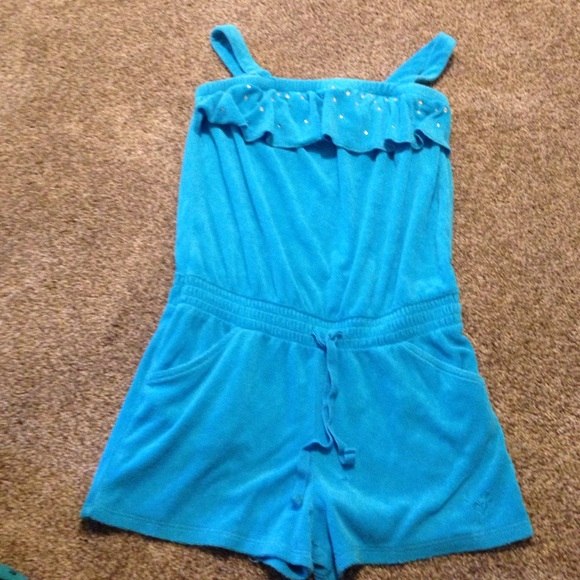 Blue sparkly romper swimsuit coverup from Justice