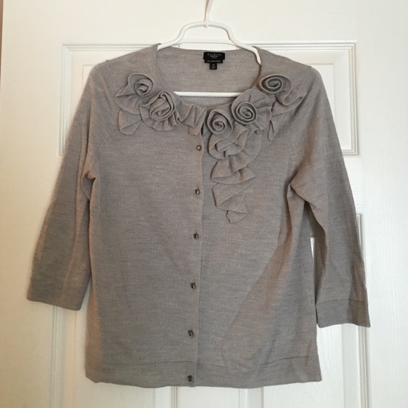 Grey floral Talbots cardigan