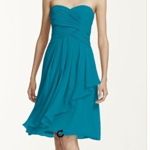 Short chiffon cascade front dress, worn once!