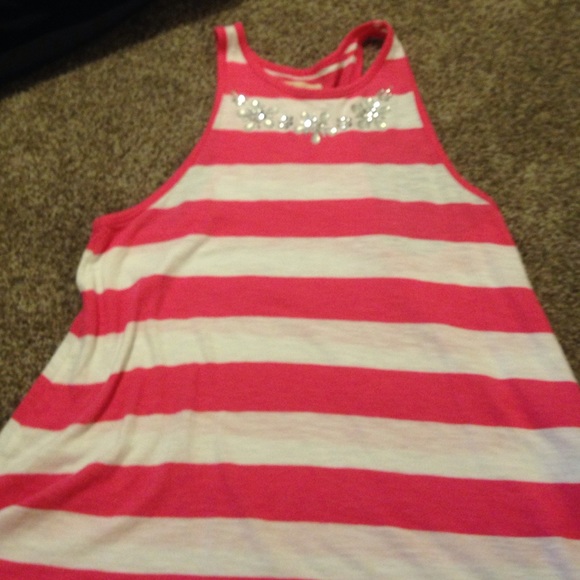 Pink and white tank top