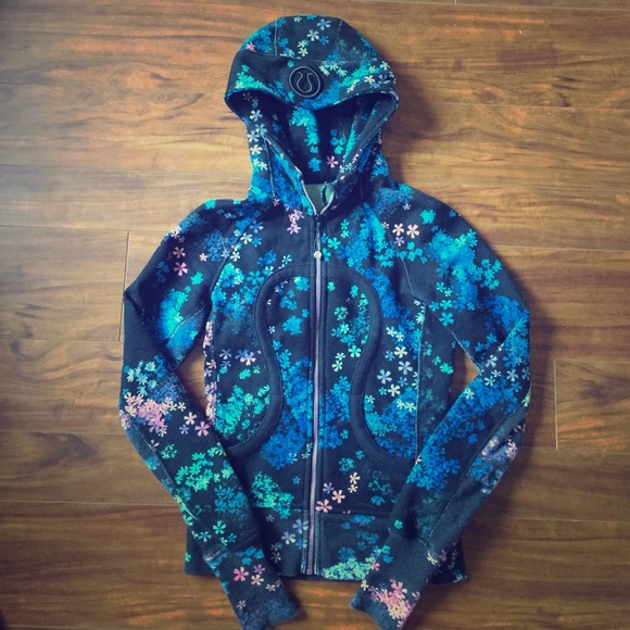 Lululemon Blue Floral Scuba Hoodie