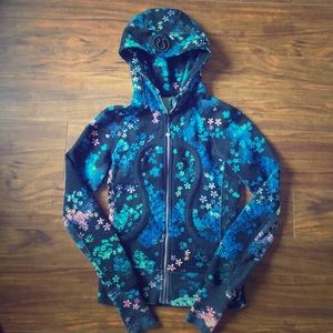Lululemon Blue Floral Scuba Hoodie