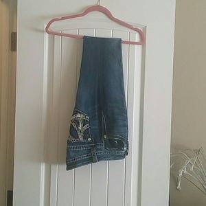 Miss me rhinestone and embroidered pockets