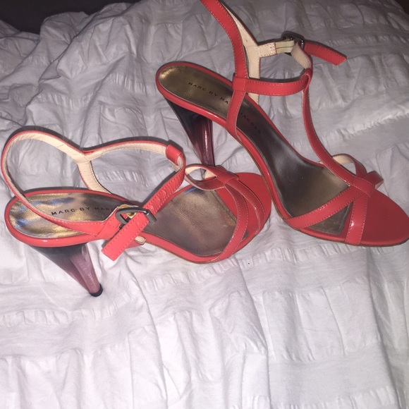 Marc By Marc Jacobs....T strap Heels (Coral color) - Picture 2 of 4