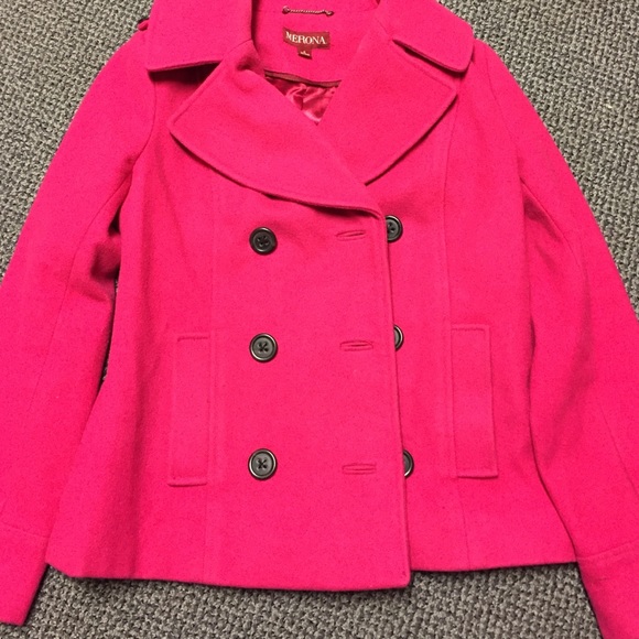 Hot pink pea coat!
