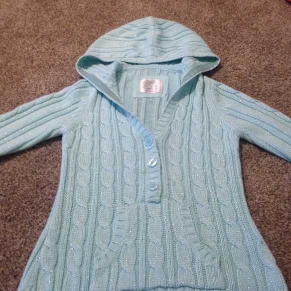 Mint green sparkly sweater with hood