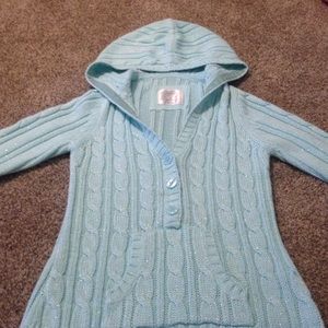 Mint green sparkly sweater with hood