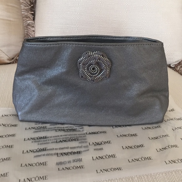 Lancôme gray/silver makeup bag