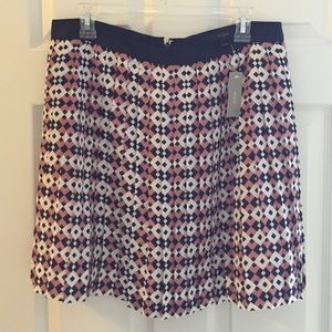 BNWT JCrew Navy and pink geometric print miniskirt
