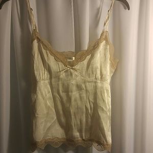 Ivory tank with tan lace