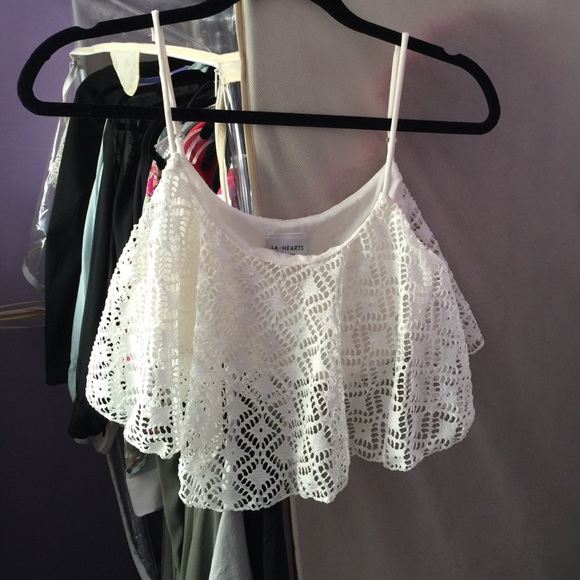 LA Hearts Tops - LA Hearts White Crop Top