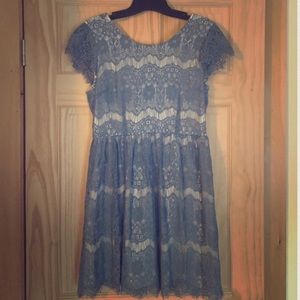 Forever 21 Nude Blue Lace Dress