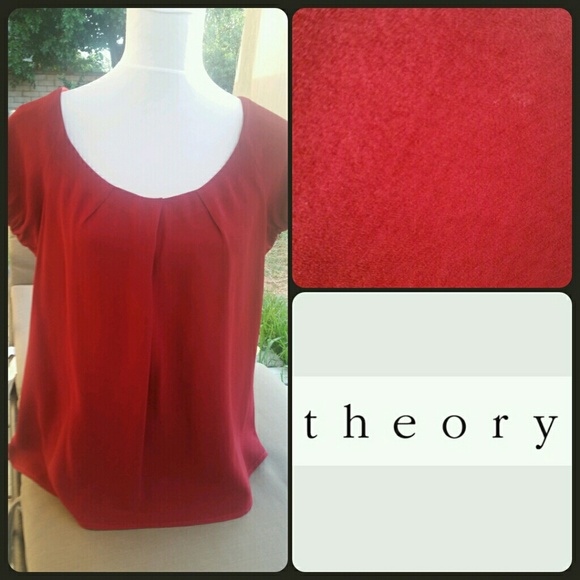 Theory Tops - Theory Red Short Sleeve Blouse