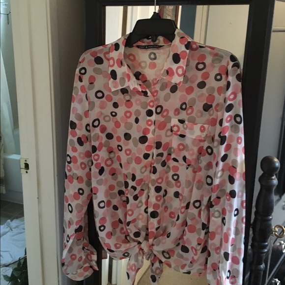 Pink and black blouse